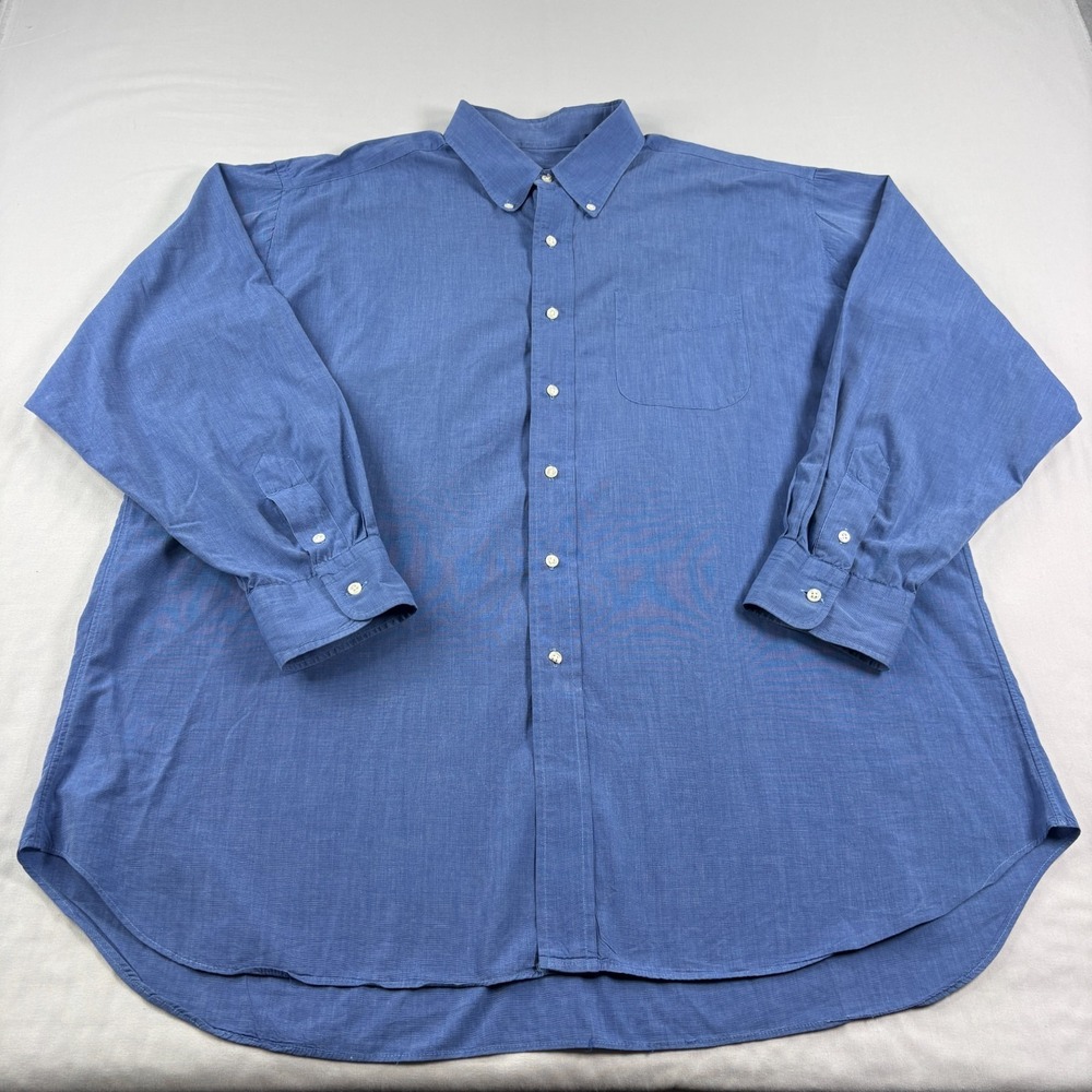 Gitman Bros Shirt Mens 17.5 Blue Button Up Long Sleeve Formal Casual